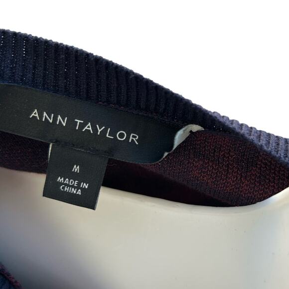 Ann Taylor Navy Red Floral Button Up Cardigan Sweater Medium - Picture 3 of 5